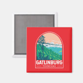 Gatlinburg Tennessee Travel Art Emblem マグネット (正面/裏面)