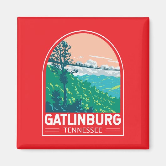 Gatlinburg Tennessee Travel Art Emblem マグネット (正面)