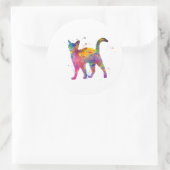Gato abisinio silueta en acuarela ラウンドシール (バッグ)