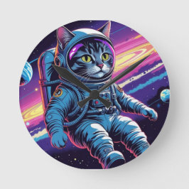 Gato Astronauta Divertida – Meowt of This World ラウンド壁時計