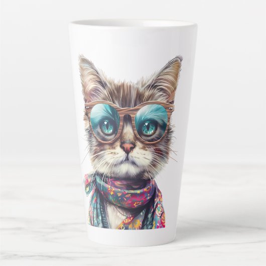 Gato Cool con Lentes カフェラテマグ (正面)