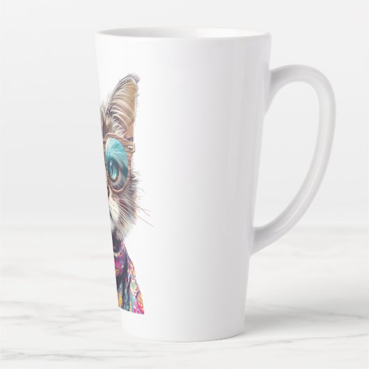  Gato Cool con Lentes  カフェラテマグ (右)