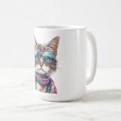 Gato Cool con Lentes コーヒーマグカップ (正面右)