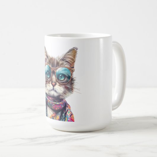  Gato Cool con Lentes  コーヒーマグカップ (正面右)