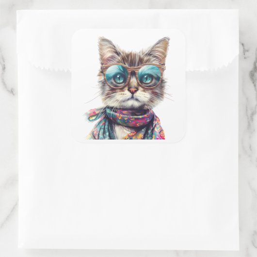 Gato Cool con Lentes スクエアシール (バッグ)