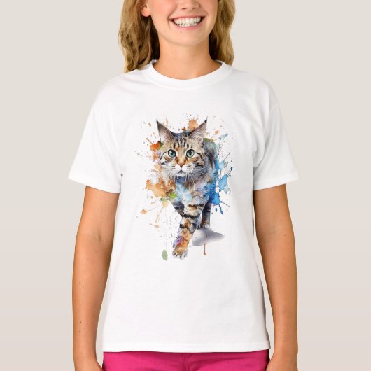  Gato en movimiento: belleza y gracia Tシャツ (正面)