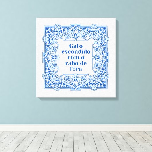 Gato escondido com o rabo e fora キャンバスプリント (インサイチュ (ウッドフロア))