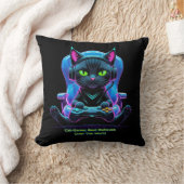 Gato gamer futurista con joystick y actitud felina クッション (ブランケット)