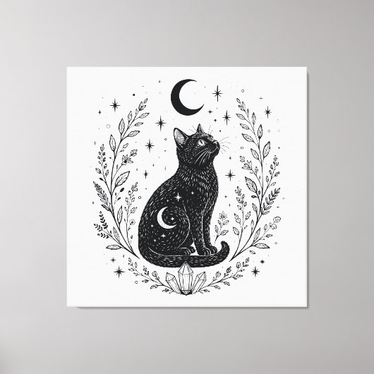 Gato místico bajo la luna キャンバスプリント (正面)