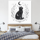 Gato místico bajo la luna キャンバスプリント (インサイチュ (寝室))
