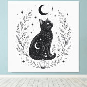 Gato místico bajo la luna キャンバスプリント (インサイチュ (ウッドフロア))