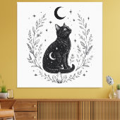 Gato místico bajo la luna キャンバスプリント (インサイチュ (リビング))