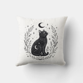 Gato místico bajo la luna クッション