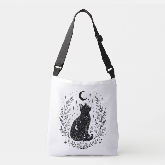 Gato místico bajo la luna クロスボディバッグ (正面)