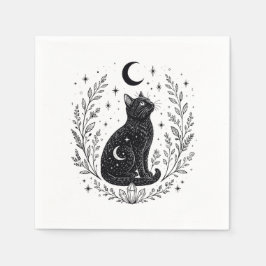 Gato místico bajo la luna スタンダードカクテルナプキン