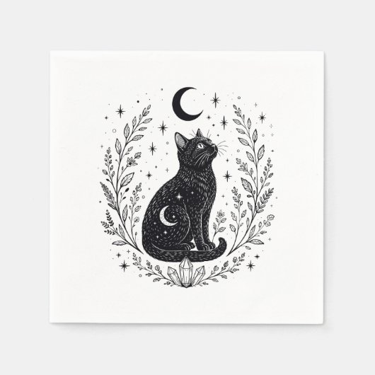 Gato místico bajo la luna スタンダードカクテルナプキン (正面)