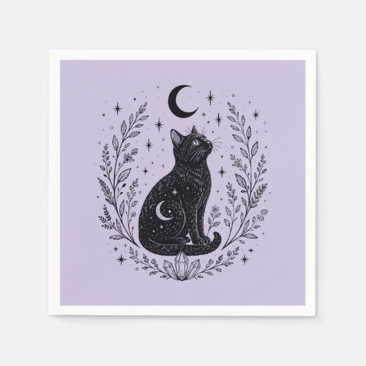 Gato místico bajo la luna スタンダードカクテルナプキン (正面)