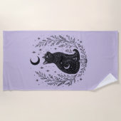 Gato místico bajo la luna ビーチタオル (正面)