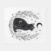 Gato místico bajo la luna フリースブランケット (正面(横))