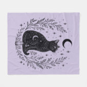Gato místico bajo la luna フリースブランケット (正面(横))