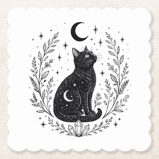 Gato místico bajo la luna ペーパーコースター (正面)