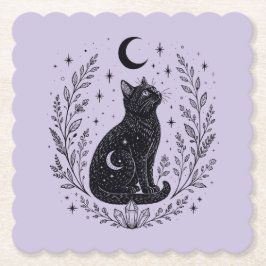 Gato místico bajo la luna ペーパーコースター