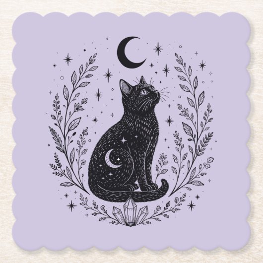 Gato místico bajo la luna ペーパーコースター (正面)