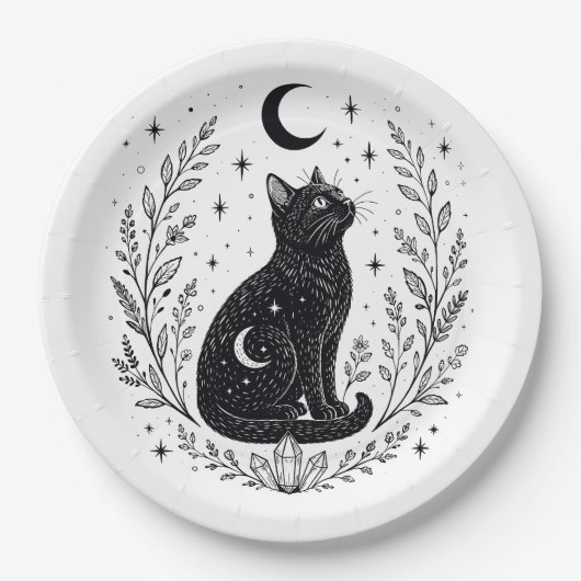 Gato místico bajo la luna ペーパープレート (正面)