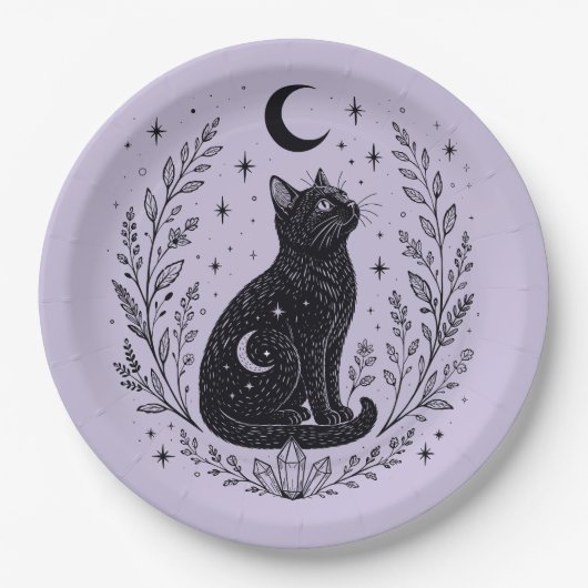 Gato místico bajo la luna ペーパープレート (正面)