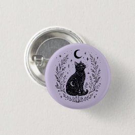 Gato místico bajo la luna 缶バッジ