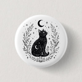 Gato místico bajo la luna 缶バッジ