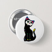 「Gato Muerto」Dia De Los Muertos Cat 缶バッジ (正面&裏面)
