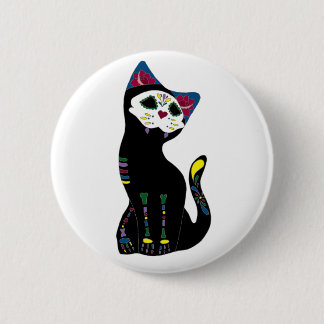 「Gato Muerto」Dia De Los Muertos Cat 缶バッジ