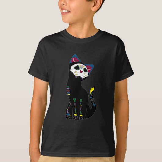 「Gato Muerto」Dia De Los Muertos Cat Tシャツ (正面)
