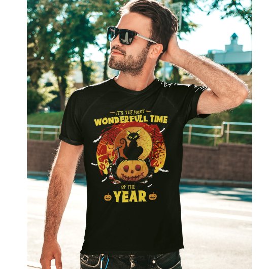 Gato Negro de Halloween Vintage Halloween Tシャツ