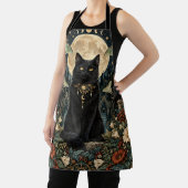 Gato Negro Gótico Celestial con Luna y Cuervos. エプロン (インサイチュ)