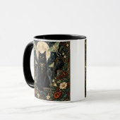 Gato Negro Gótico Celestial con Luna y Cuervos. マグカップ (正面左)