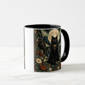 Gato Negro Gótico Celestial con Luna y Cuervos. マグカップ (正面右)