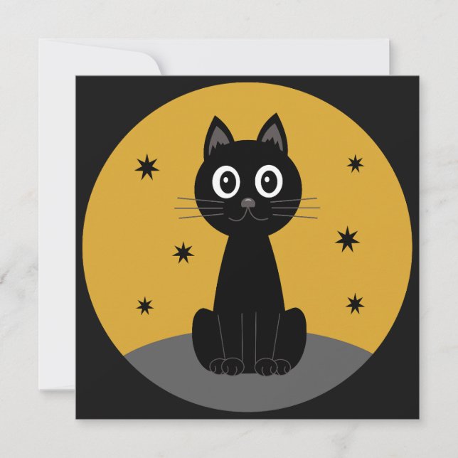 Gato negro sentado viendo las estrellas (正面)