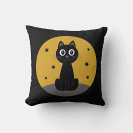 Gato negro sentado viendo las estrellas クッション