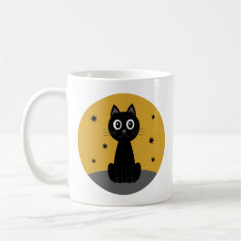 Gato negro sentado viendo las estrellas コーヒーマグカップ