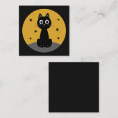 Gato negro sentado viendo las estrellas スクエア名刺 (正面/裏面)