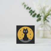Gato negro sentado viendo las estrellas スクエア名刺 (スタンド正面)