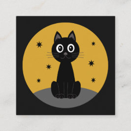 Gato negro sentado viendo las estrellas スクエア名刺