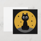 Gato negro sentado viendo las estrellas 招待状 (正面/裏面)