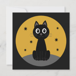 Gato negro sentado viendo las estrellas 招待状