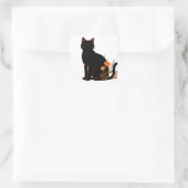 Gato preto do ortorno florido スクエアシール (バッグ)