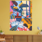 Gato Relajado en el Jardín: Arte Favista Colorido キャンバスプリント (インサイチュ (リビング))