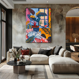 Gato Relajado en el Jardín: Arte Favista Colorido キャンバスプリント