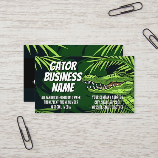 Gator Business Cards Alligator Logo Contractor 名刺 (正面/裏面インサイチュ)